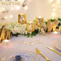 Nuptio 30 Pcs Glass Tealight Holders Gold Glass Candle Holders Bulk for Tea
