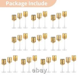 Nuptio 30 Pcs Glass Tealight Holders Gold Glass Candle Holders Bulk for Tea