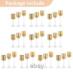 Nuptio 30 Pcs Glass Tealight Holders Gold Glass Candle Holders Bulk for Tea