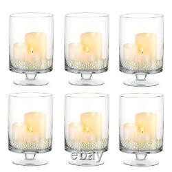 Nuptio 6 Pcs Glass Pillar Candle Holders, Glass Vase for Flowers, Hurricane C