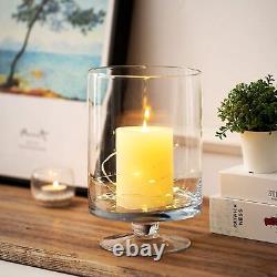 Nuptio 6 Pcs Glass Pillar Candle Holders, Glass Vase for Flowers, Hurricane C