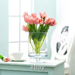 Nuptio 6 Pcs Glass Pillar Candle Holders, Glass Vase for Flowers, Hurricane C