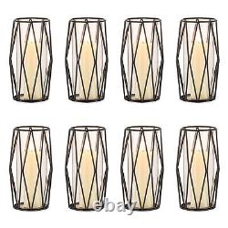 Nuptio Black Candle Holders for Pillar Candles 8 Pcs Geometric Candleholders