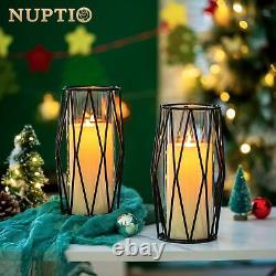 Nuptio Black Candle Holders for Pillar Candles 8 Pcs Geometric Candleholders