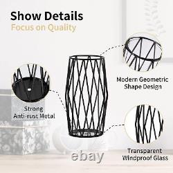 Nuptio Black Candle Holders for Pillar Candles 8 Pcs Geometric Candleholders