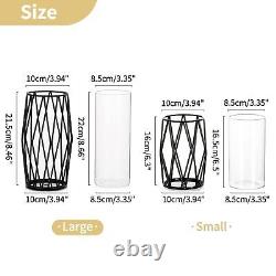 Nuptio Black Candle Holders for Pillar Candles 8 Pcs Geometric Candleholders