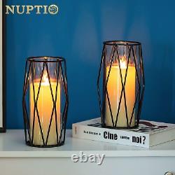 Nuptio Black Candle Holders for Pillar Candles 8 Pcs Geometric Candleholders
