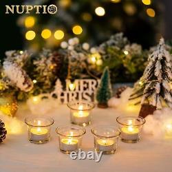 Nuptio Glass Candle Holder Votive Set of 72 Clear Tea Light Candle Holders