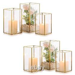 Nuptio Glass Hurricane Candle Holder Set of 6 Gold Pillar Candle Holders Larg