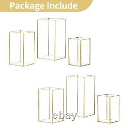 Nuptio Glass Hurricane Candle Holder Set of 6 Gold Pillar Candle Holders Larg