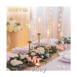 Nuptio Glass Hurricane Candle Holder for Taper Candles 6 Pcs Candlestick Hold