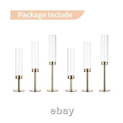 Nuptio Glass Hurricane Candle Holder for Taper Candles 6 Pcs Candlestick Hold