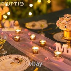 Nuptio Small Votive Candle Holders 72 Pcs Gold Candle Holders for Table Cente