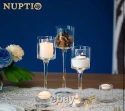 Nuptio Tall Glass Candle Holder for Pillar Candles 18 Pcs Candle Holders Decor