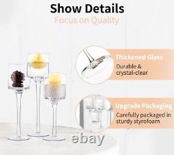 Nuptio Tall Glass Candle Holder for Pillar Candles 18 Pcs Candle Holders Decor