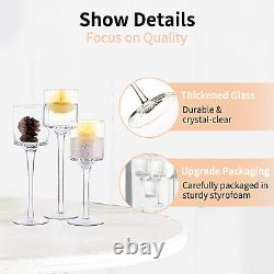 Nuptio Tall Glass Candle Holder for Pillar Candles 18 Pcs Candle Holders for F