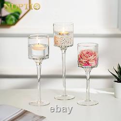 Nuptio Tall Glass Candle Holder for Pillar Candles 18 Pcs Candle Holders for F