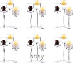 Nuptio Tall Glass Candle Holder for Pillar Candles 18 Pcs Candle Holders for F