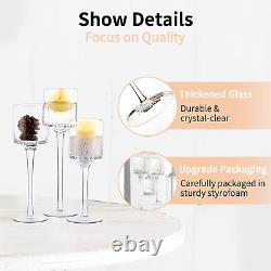Nuptio Tall Glass Pillar Candle Holder 30 Pcs Tea Light Candle Holder Set for