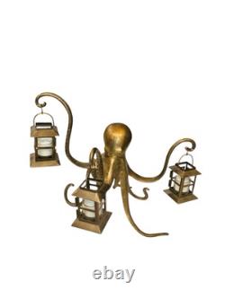 Octopus Centerpiece Candleholders Glass Lantern Coastal 14x18 Beach Decor