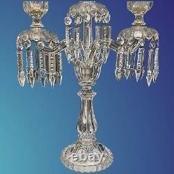 Old Three Light Baccarat Crystal Candelabra/Candle Holder / Hurricane