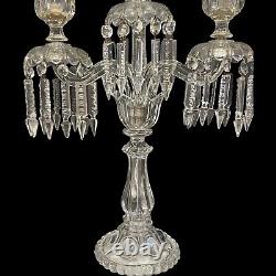 Old Three Light Baccarat Crystal Candelabra/Candle Holder / Hurricane