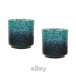 Ombre 6 in. Handcrafted Emerald Glass Hurricane Decor Candle Holders (Set of 2)