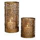 Open Gold Greek Key Fretwork Candle Holders 2-piece Set, Copper Bronze Hurricane