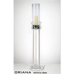 Oriana Floor Standing Candle Holder White/Clear Glass Container