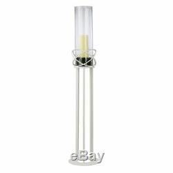 Oriana Floor Standing Candle Holder White/Clear Glass Container Diyas Home