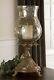 Ornate Victorian Candle Holder Floral Metal Glass Globe Antique