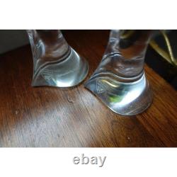 Orrefors Crystal Candle Stick Holder Pair Signed Art Glass Modern Scandinavian