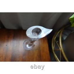 Orrefors Crystal Candle Stick Holder Pair Signed Art Glass Modern Scandinavian