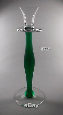 Orrefors Crystal Celeste Candlestick 11 5/8 Holder Solid Green Excellent