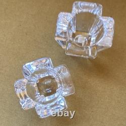 Orrefors Scandinavian Modern Clear Glass Candle Holders Set of 2