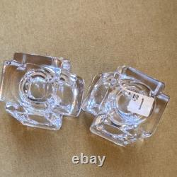 Orrefors Scandinavian Modern Clear Glass Candle Holders Set of 2