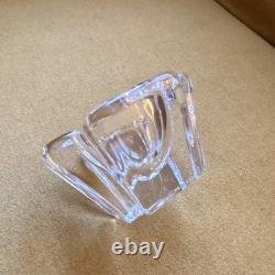 Orrefors Scandinavian Modern Clear Glass Candle Holders Set of 2