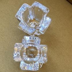 Orrefors Scandinavian Modern Clear Glass Candle Holders Set of 2