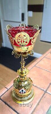 Orthodox Church Single Candle Holder with Red Glass Votive Candle Holder