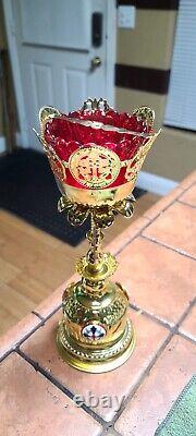 Orthodox Church Single Candle Holder with Red Glass Votive Candle Holder