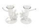 Pair 1992 Warner Whitfield Dogwood Abstract Art Glass Signed Candlestick Holders