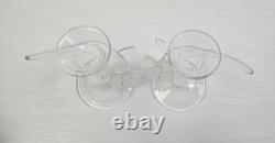 PAIR 1992 Warner Whitfield Dogwood Abstract Art Glass Signed Candlestick Holders