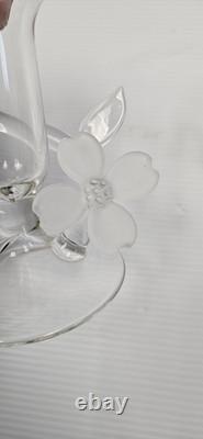 PAIR 1992 Warner Whitfield Dogwood Abstract Art Glass Signed Candlestick Holders