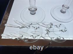 PAIR ABP Libbey Vintage Grapes American CUT GLASS CANDLESTICKS CANDLE HOLDERS