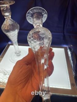 PAIR ABP Libbey Vintage Grapes American CUT GLASS CANDLESTICKS CANDLE HOLDERS