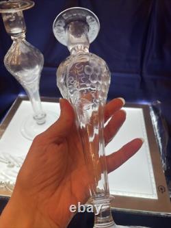 PAIR ABP Libbey Vintage Grapes American CUT GLASS CANDLESTICKS CANDLE HOLDERS