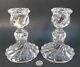 Pair Baccarat France Crystal Bambous Swirl Hurricane Candlestick Candle Lamps