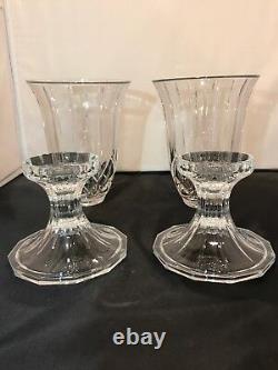 PAIR CRYSTAL Glass Candle Holders 12 Tall Fine Crystal Pieces Heavy