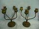Pair Of Tiffany Studios Bronze Blown Out 4 Arm Candelabra Withjeweled Bases D556