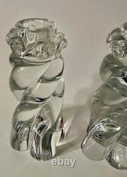 PAIR Vintage Baccarat Aladin Crystal Glass Candle Holders ca 1950s EXCELLENT